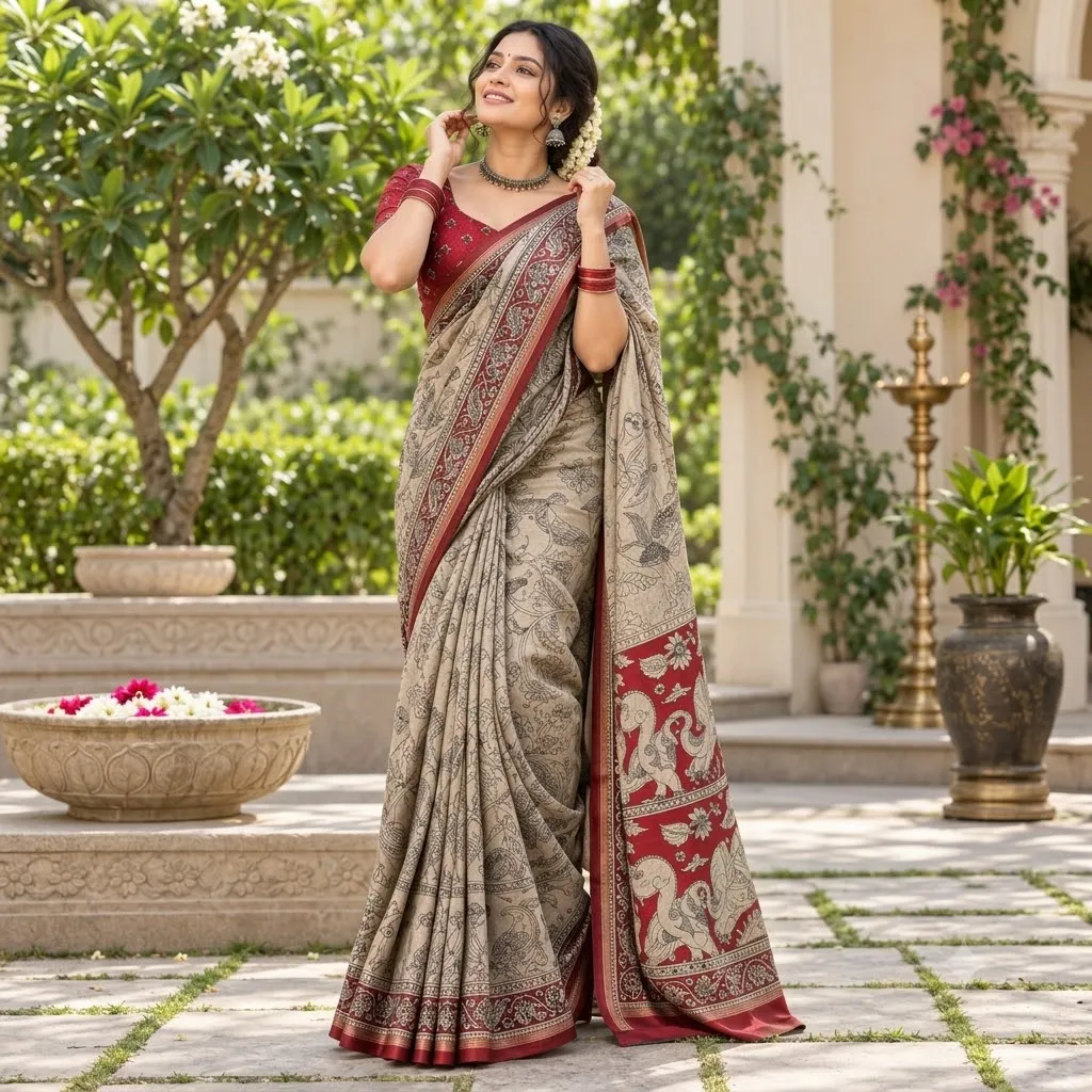 Kalamkari Cotton Saree Cotton Saree – Tamirra Silks